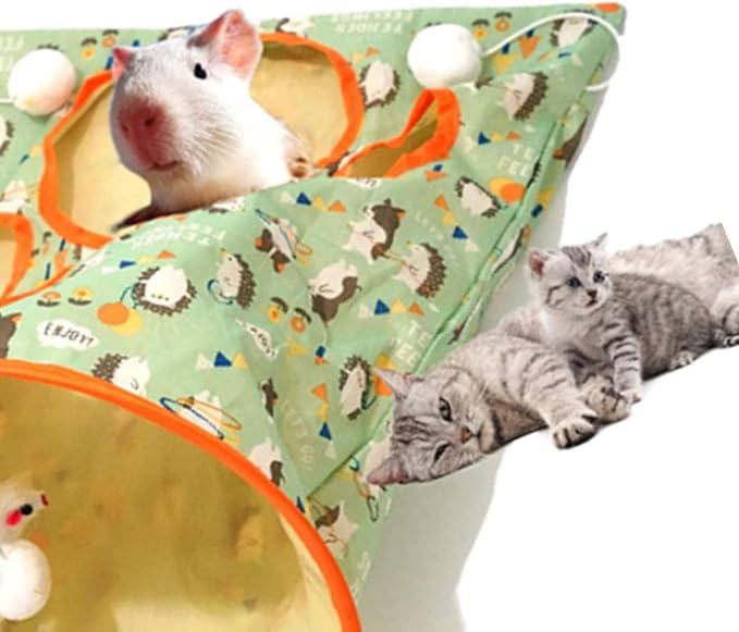 Cat Tunnel Toy,Cat Tunnel Bag for Indoor Cats,Foldable Interactive 5 Holes Crinkle Sounds Tunnel Cat Crinkle Bag for Small Medium Cat Play (Hedgehog 10x6.5x6.5cm)