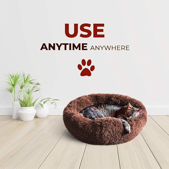 Whiskers & Friends Cat Bed, Cat Beds for Indoor Cats Washable, Small Dog Bed Calming Pet Bed, Cat Beds & Furniture, Large Cat Bed, Kitty Kitten Bed