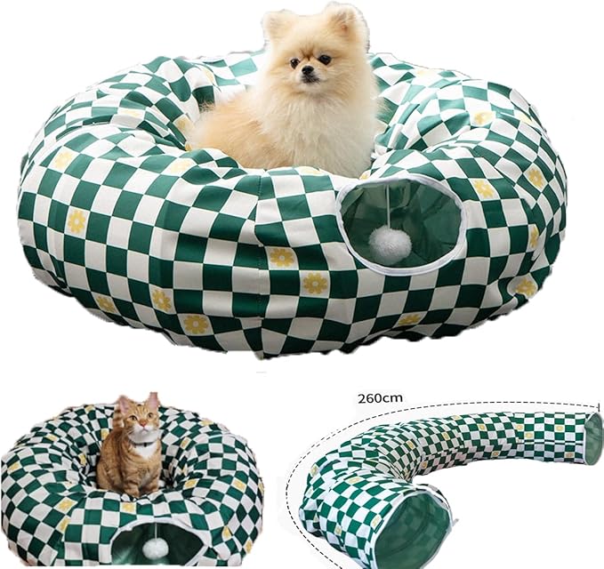 Premium Design Patent, Suitable for Multiple Cats to use at Once, Including cat Toys, cat Tunnel, cat mat, cat Tunnel Bed – Suitable for Small, Medium, and Large Cats. Cat Playground._Flower