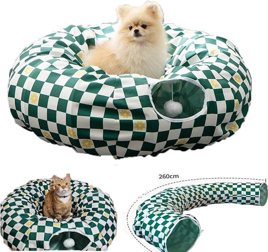 Premium Design Patent, Suitable for Multiple Cats to use at Once, Including cat Toys, cat Tunnel, cat mat, cat Tunnel Bed – Suitable for Small, Medium, and Large Cats. Cat Playground._Flower