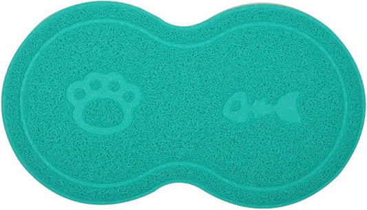 8-Shaped Small Cat Litter Box Debris Catcher Mat,18x10 Inches (Turquoise)