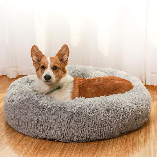 JEMA Calming Small Dog Beds for Small Dogs,Washable Donut Cuddler Pet Bed Cushions,Durable & Cozy Soft Dog Bed with Removable Pad 22 Inch