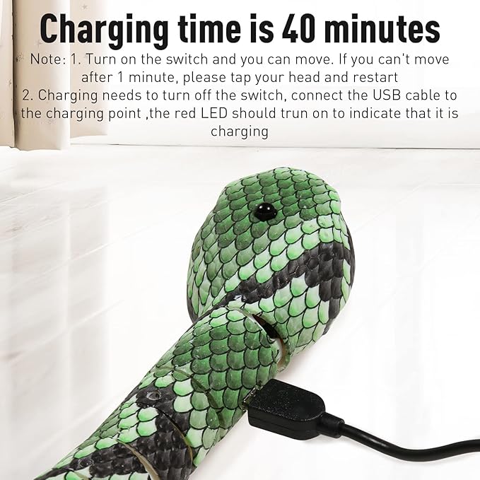 Cat Toys Snake Interactive,Kitten Toys,Realistic Simulation Smart Sensing Snake Toy,USB Rechargeable,Automatically Sense Obstacles and Escape,Tricky Snake for Indoor Cats Dogs(Green Snake)