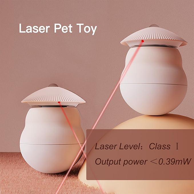 Meill Cat Laser Toys, Automatic Wireless Pet Lazer Toy for Indoor, Rechargeable Kitten Tumbler Interactive Toys, 360 Degree Irregular Rotation, 3 Adjustable Modes, ABS Resistant Grasp and Bite, Pink