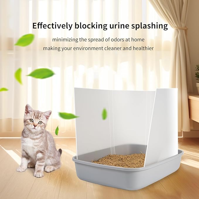 4 Pcs Cat Litter Box Pee Shields ，Litter Box Shield Easy to Clean，Suitable for Open Litter Boxes，Say Goodbye to Messes and Odors in Your Home，Litter Box Not Included