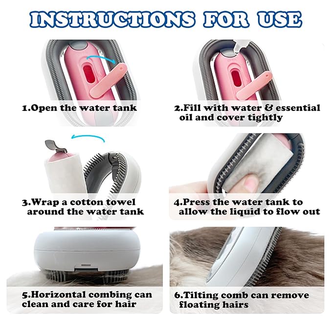 2 PCS Cat Grooming brush, Cat Self Groomers with Catnip, Pet Hair Removal Comb with Water Tank,Cat Accessories Including Soft Tissue for Indoor Long Fur Kitten Massage and Cleaning(Grey)