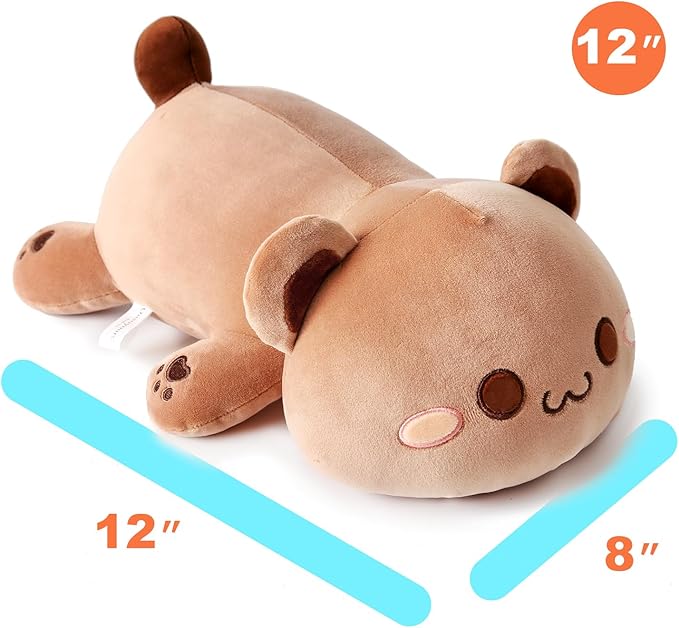 Onsoyours Cute Bear Plush Toy Stuffed Animal Bear Soft Anime Plush Pillow for Kids (Brown Bear, 12")