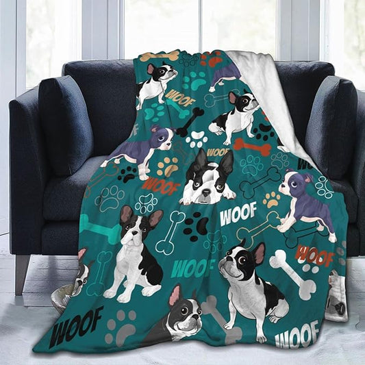 Boston Terrier Blanket Soft Cozy Boston Terrier Throw Blankets for Kids Girls Women Adults Dog Lover Gifts 50"X40"