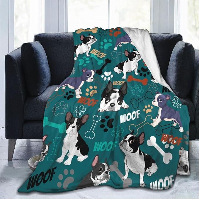 Boston Terrier Blanket Soft Cozy Boston Terrier Throw Blankets for Kids Girls Women Adults Dog Lover Gifts 60"X50"