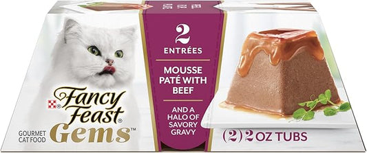 Fancy Feast Gems Pate Cat Food Mousse with Beef and a Halo of Savory Gravy - (Pack of 8) 4 oz. Boxes