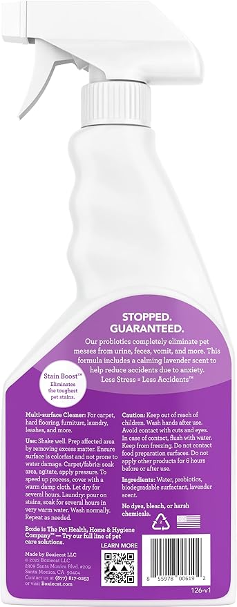 Boxie® Pro™Probiotic Calming Lavender Stain & Odor Stopper™ for Dogs, 24 oz Boxiecat