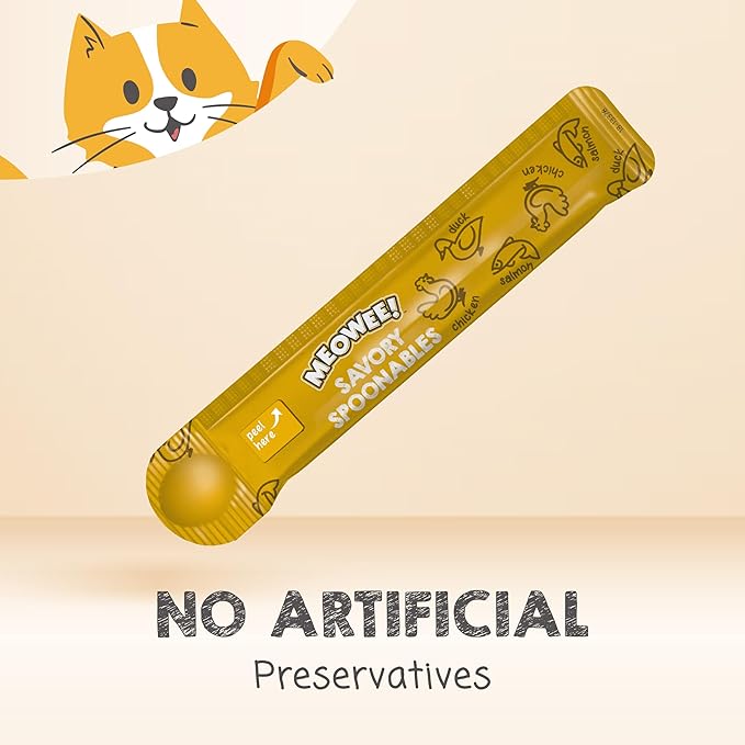 Savory Spoonables with Real Chicken, Salmon and Duck for Cats, 4 Count, Treat Your Cat to Triple Flavor Squeezable Lickable Wet Treats with Built-in Spoon for Less Mess