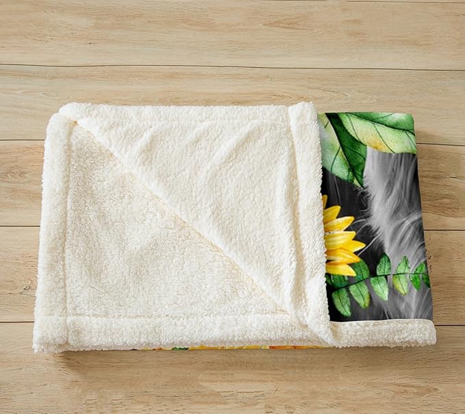 Highland Cow Fleece Throw Blanket Sunflower Floral Western Cow Bull Sherpa Blanket for Bed Couch Sofa Girls Farmhouse Wildlife Animal Plush Blanket Soft Black Fuzzy Blanket Room DecorTwin 60"x80"