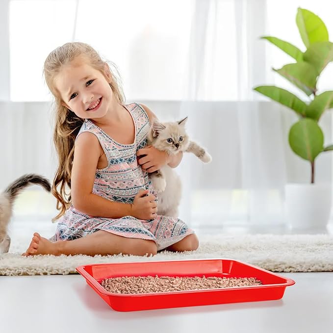 Hiceeden 6 Pcs Open Kitten Litter Box, 15.3 x 12 x 1.4 Inch Plstic Small Cat Litter Tray, Low Entry Travel Toilet Litter Pan for Rabbit, Kitty, Bunny, Guinea Pig, Multi Color