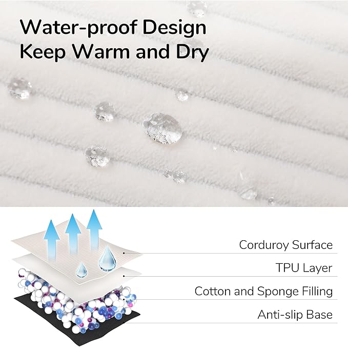 FUKUMARU Cat Couch Bed, Corduroy Cozy Cat Bed for Indoor Cats with Removable Washable Cover, Supportive Anti-Slip Dog Beds Sofa for Small Dogs Cute, 27inch, Medium, Cream