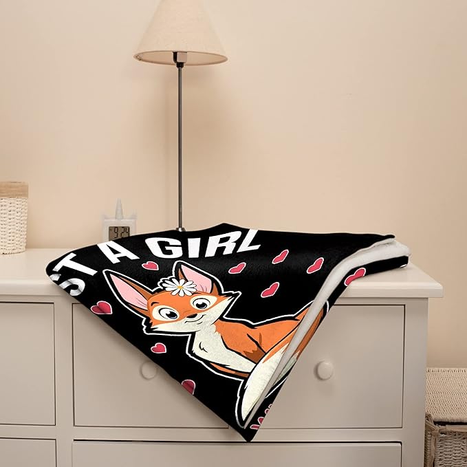 Fox Blanket Stuffed Animal Gift for Women Kids Fleece Throws-Just A Girl Who Loves Foxes Lightweight Plush Toddler Christmas Decor Super Soft Flannel Blankets for Bedding Chair-50x60 Inches