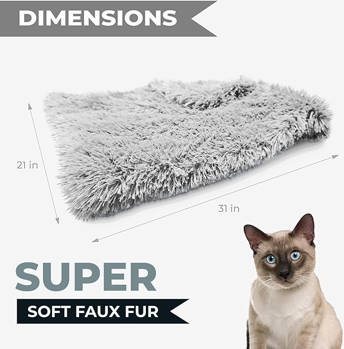 Whiskers & Friends Pet Bed Mat, Small Dogs & Cats Bed, Plush Faux Fur, Round, 23x23x7 inches, 25 lbs Weight Capacity, Orthopedic, Self-Warming, Machine Washable