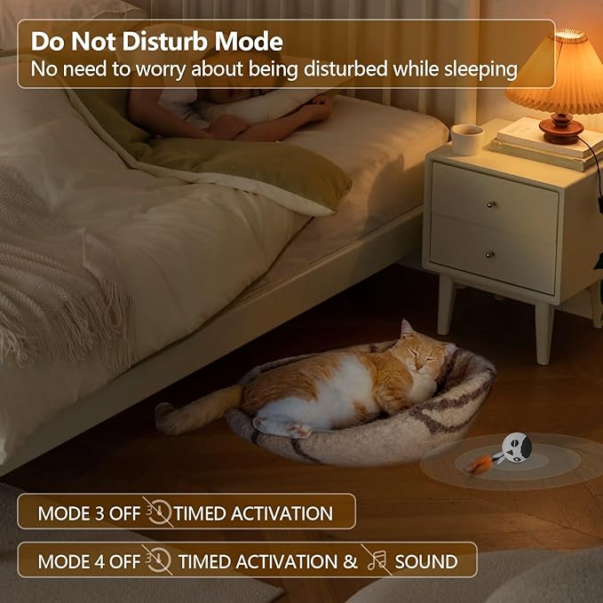 ORSDA Cat Toys, Interactive Cat Toys for Indoor Cats Automatic Moving Ball Bird for Bored Indoor Adult Cat Kitten Toys Ball, Motion Activated Fast Moving Chirping Stimulating Light Cats Toys, 2 Tails