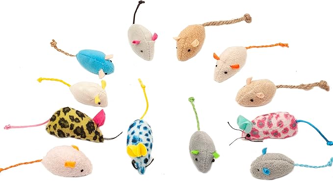 Fashion's Talk Mouse Catnip Cat Toys Soft Plush Catnip Mice Assorted Style Catnip Cat Toys Variety Pack 32 Count