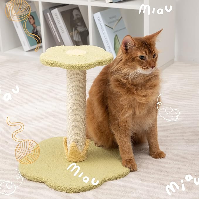 Docal Cat Scratching Post, Cat Tree Cat Tower for Indoor Cats with Sisal Covered Scratching Posts and Flower Shape Platform, Cat Tower Activity Center Furniture for Kittens Cats and Pets