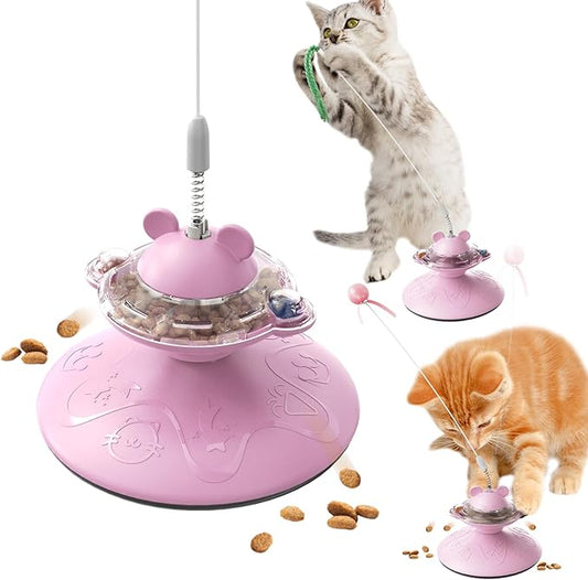 Cat Interactive Toys for Indoor Cats Kitten Wand Toy Weight Loss Kitty Funny Game Slow Food Dispenser Feeder Treat Dispensing Feeding Pet Supplies Birthday Gift C