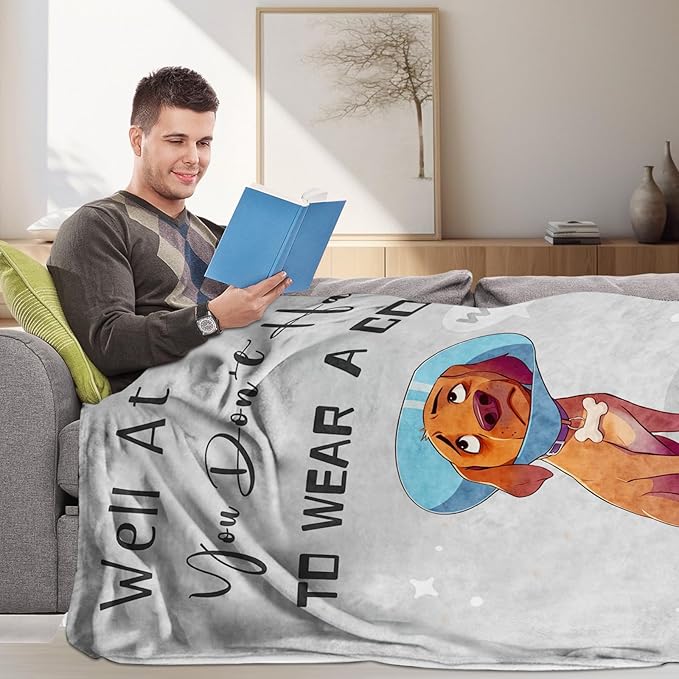Get Well Gifts for Women, After Surgery Blanket, Get Well Gifts for Women/Men After Surgery, at Least You Dont Have to Wear A Cone Blanket (Grey Dog, 50" x 60")
