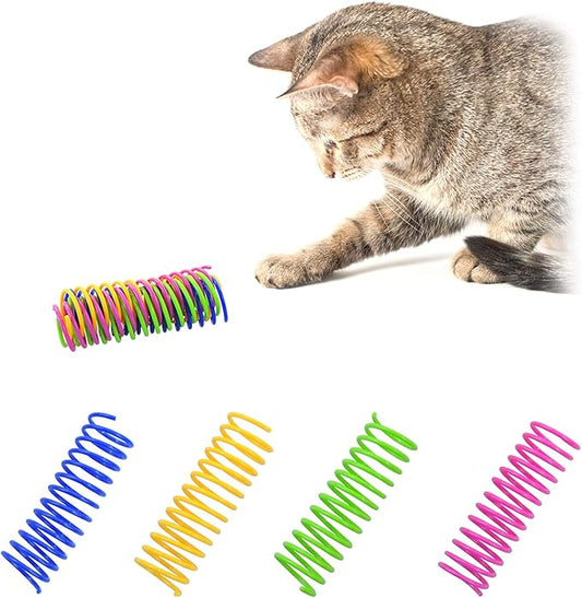 WishLotus Cat Toys for Indoor Cats Interactive 3.34in 4 Colors Cat Spring Toy, 8pc Big Springs Set Lightweight Durable High Elasticity Cat Spiral Springs for Cats to Swat, Hunt to Kill Time (8pcs)