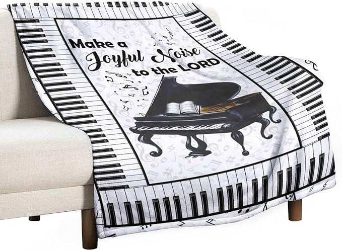 Piano Print Blanket Piano Keys Music Notes Musical Throw Blankets for Couch Sofa Bed Stuff Decor Lightweight Soft Cozy Fleece Plush Warm Flannel Blanket Gifts for Girls Boys Kids Adults 50"x60"