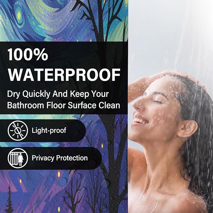 Black Cat Starry Night Shower Curtain,Inspired Bathroom Decor with Whimsical Galaxy Sky,Gothic Witchcore Aesthetic for Cat Lovers,Waterproof Curtain with Hooks, 72x72 Inches