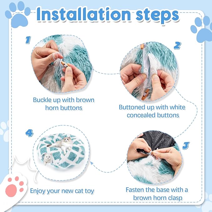 Cat Tunnel Bed,Collapsible Cat Donut Tunnel,Circle Foldable Peekaboo Cat Cave,Enrichment Cat Tube for Indoor Cats,Puppy and Pet