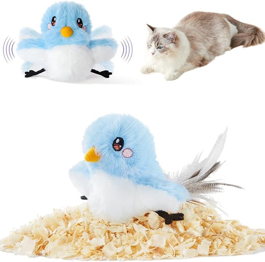 leafur Cat Toy Flapping Bird, Kitten Toys Touch Activated, Cat Enrichment Catnip Toys for Indoor Kitten (Mountain Bluebird Rechargeable)