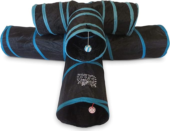 Premium 3 Way Cat Tunnel. Extra Large 12 Inch Diameter and Extra Long. A Big Collapsible Play Toy. Wide Pet Tunnel Tube for Other Pets Too!
