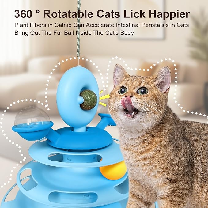 Interactive Cat Toy Kitten Toys Cat Toys with Catnip Balls Cat Toys for Indoor Cats Cat Ball Toy Cat Toys for Bored Indoor Adult Cats Blue