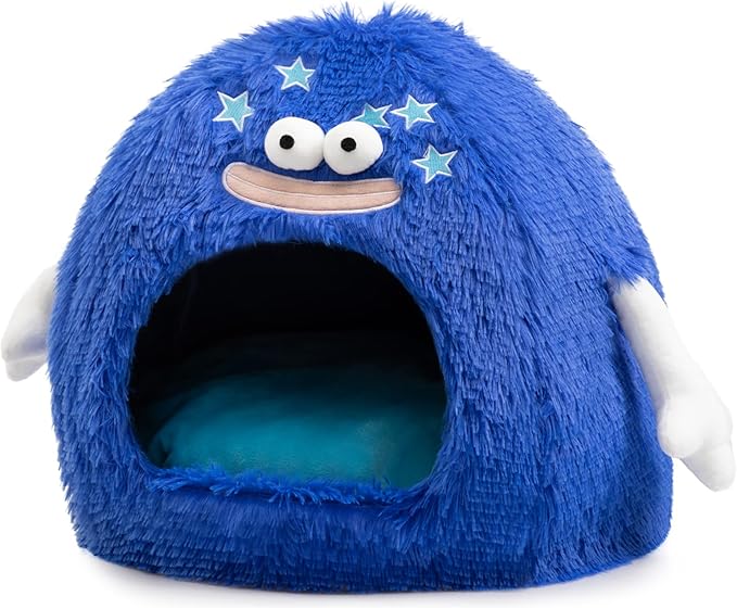 Hollypet Cat Beds for Indoor Cats, Cat Bed Cave, Cat House with Washable Cushion, Cat Bed Small for Kittens, Small Pets, Cat Tent Sleeping Bed, Cat Bed Warmer Pet Nest, Royal Blue Monster