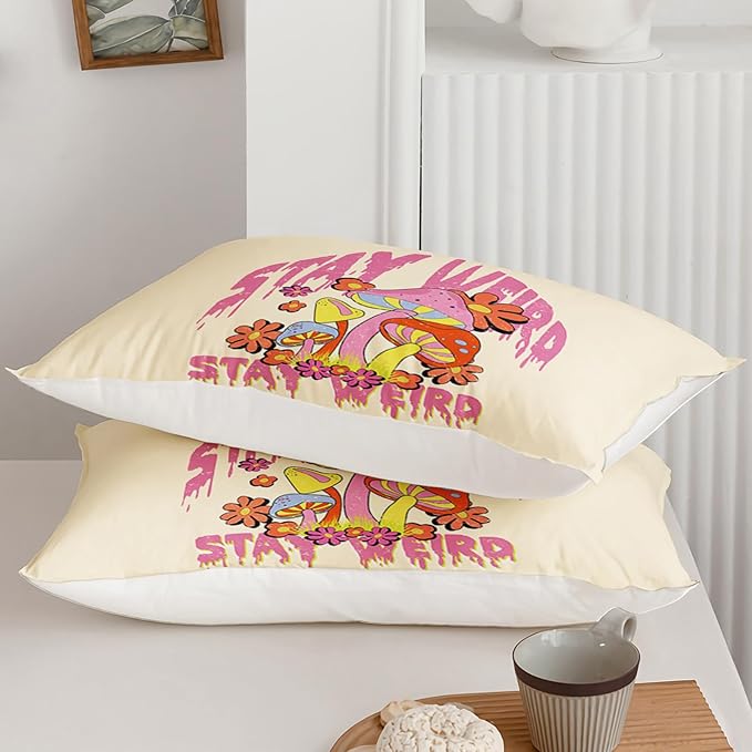 Axolotl Cartoon Mushroom Comforter Set Queen,Colorful Mushrooms Bedding Girls Bedding Set,Floral Comforter Set Red Pink Flower,Cute Mushroom Bedding Set For Kids Boys Girls Teens,1 Quilt 2 Pillowcases