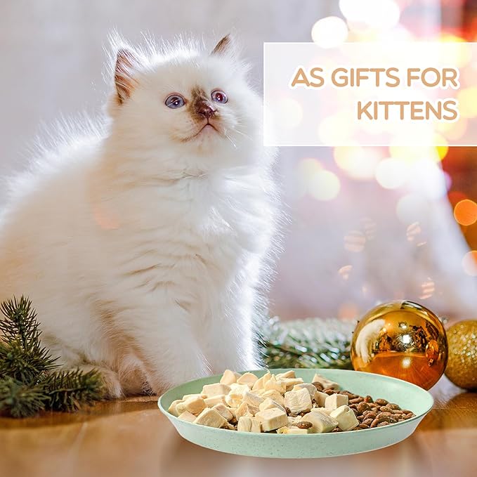 8 Pcs Whisker Fatigue Cat Bowls, 6 Inch Shallow Cat Food Dish Wide Cat Feeding Bowls, Wheat Straw Pet Plate for Kittens and Short Legged Cat