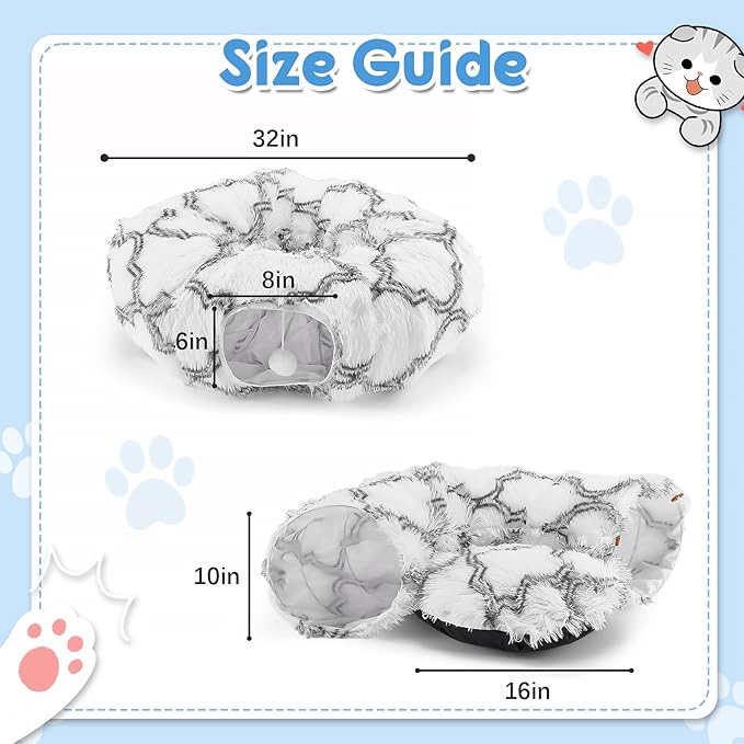 Cat Tunnel Bed,Collapsible Cat Donut Tunnel,Circle Foldable Peekaboo Cat Cave,Enrichment Cat Tube for Indoor Cats,Puppy and Pet