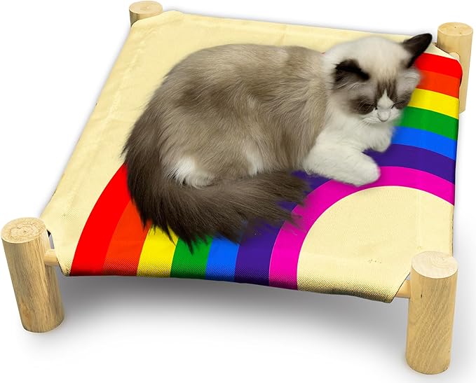 Rainbow Cat Beds, Wooden Cat Beds for Indoor Cats, Small Animal Beds for All Seasons, Pet Beds, Cute Cat Hammock
