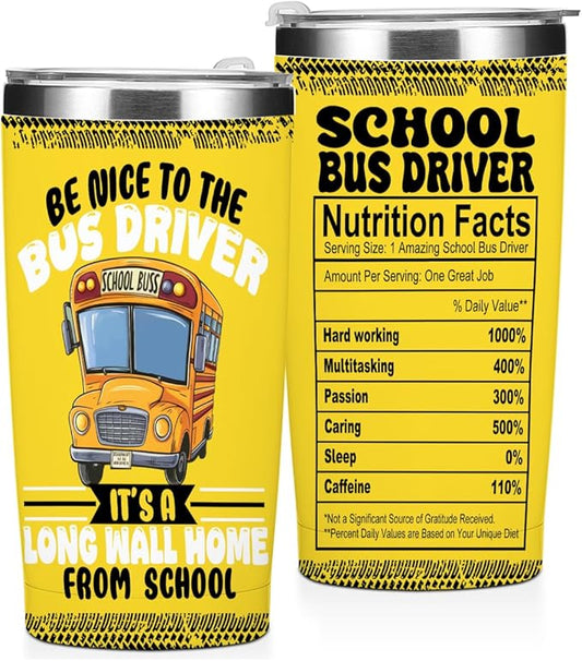 Bus Driver Appreciation Gifts 20 oz Tumbler Insulated Tumblers, Stainless Steel Tumbler Travel Cup, Coffee Cups for Cold Hot Drinks, Thank You Gifts for Bus Drivers Men Women