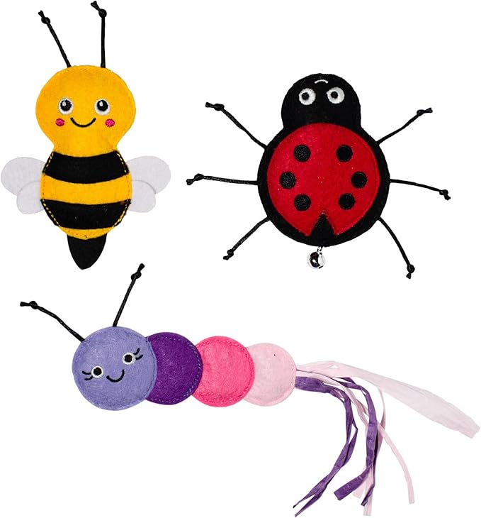 Fringe Studio "Living The Bug Life, Set of 3, Cat Toy Mini Sets, Pet Shop Collection (904041)