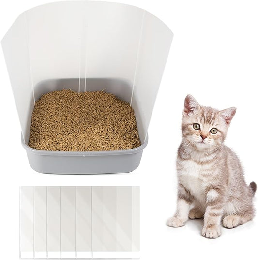6 Pcs Cat Litter Box Pee Shields ，Litter Box Shield Easy to Clean，Suitable for Open Litter Boxes，Say Goodbye to Messes and Odors in Your Home，Litter Box Not Included
