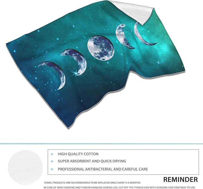 Celestial Moon Hand Towels Set of 2,Moon Soft Fingertip Bath Towel Small Face Washcloths Decor Kitchen Towel for Hotel Spa Gym Sport 28x14in