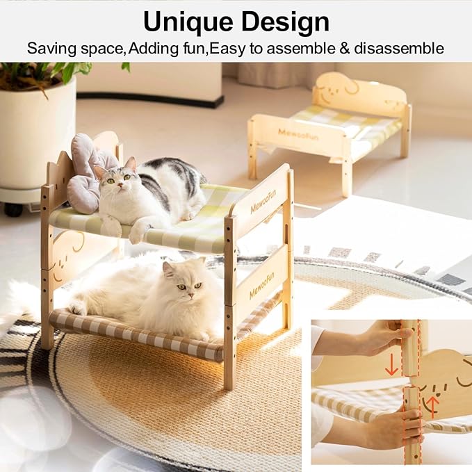 MEWOOFUN Cat Hammock Bed Elevated Pet Bed for Indoor Cats or Puppy, 21.7" X 16" Floor Standing Dog Bed Pet Resting Hammock for Cats & Small Dogs (Green)