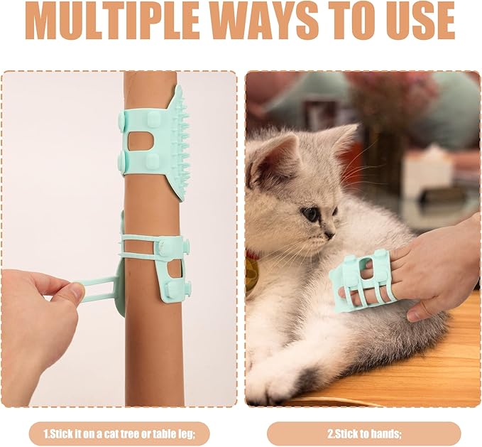 2pcs 2-in-1 Silicone Cat Grooming Brush - Self Cleaning, Massage and Shedding for Pets, Adjustable Face Scratchers for Climbing Frames, Table Legs