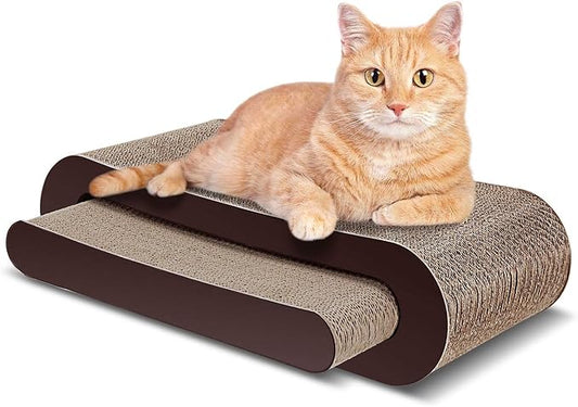 FluffyDream 2in1 Cat Scratcher Cardboard Lounge Bed, Cat Scratching Board, Durable Board Pads Prevents Furniture Damage
