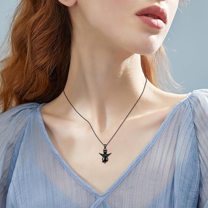 Black Onyx Necklace Raven/Phoenix/Peacock Necklace Gothic Jewelry Gifts for Women Men