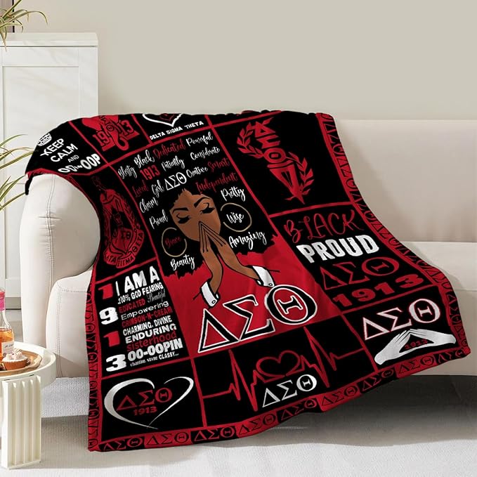 Sorority Blanket Gifts for Women Girls Sisters Birthday Christmas Valentine Positive Presents Theme Decor Home Bedroom Living Room Sofa Couch Soft Cozy Fleece Kids Adults Throw 60"x50"