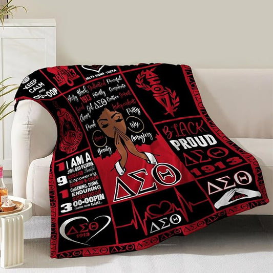 Sorority Blanket Gifts for Women Girls Sisters Birthday Christmas Valentine Positive Presents Theme Decor Home Bedroom Living Room Sofa Couch Soft Cozy Fleece Kids Adults Throw 60"x50"
