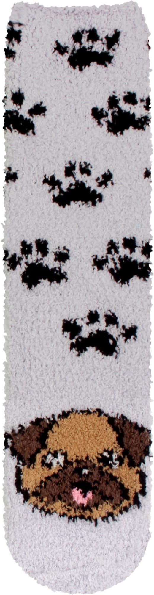 BambooMN Women's Super Soft Cute Fuzzy Cozy Warm Animal Face Indoor Outdoor Cabin Crew Home Socks