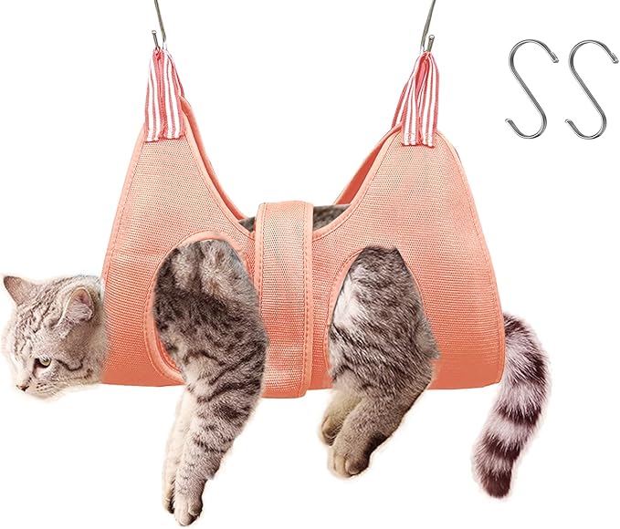 Cat and Dog Grooming Hammock with Safety Belt for Nail Clipping、Grooming,Cat Bathing Bag for cat Nail Trimming,Cat Claw Care Bag, Dog Grooming Harness（S,Be Sure to Check The Size Chart）
